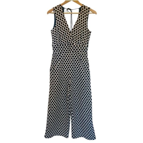 Eva Franco Pants - Anthropologie Eva Franco Polka Dot V-Neck Sleeveless Wide Leg Jumpsuit - Women's